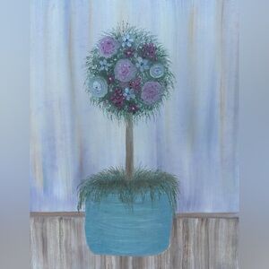 Floral Topiary Canvas Art in Blue and Purple